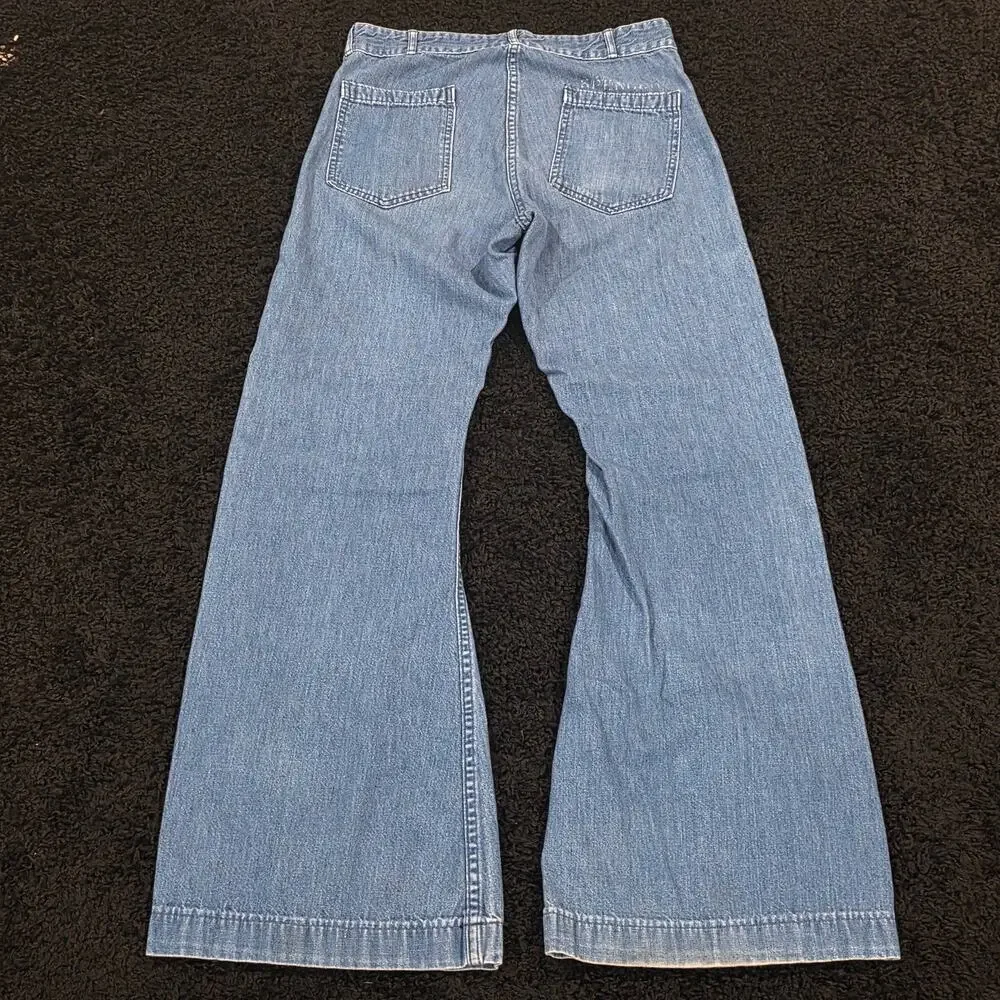 1970s Seafarer Rare Vintage Dungarees Denim Bell Bottom Sailor Pants 32x30
